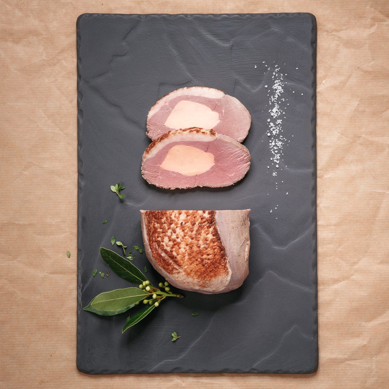 Magret cuit fourré au foie gras